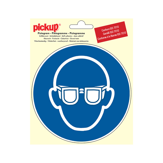 Afbeeldingen van STICKER VEILIGHEIDSBRIL VERPLICHT PICTO 150 MM ROND