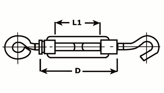 Afbeeldingen van DX SPANSCHROEF HAAK-OOG HANDELSUITVOERING VERZINKT M5X50MM