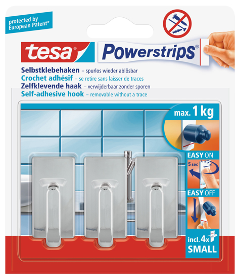Afbeeldingen van TESA POWERSTRIPS HAKEN SMALL CLASSIC CHROOM 57540