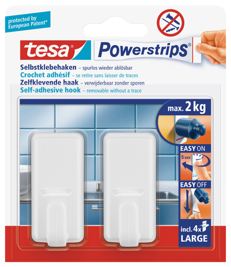 Afbeeldingen van TESA POWERSTRIPS HAKEN LARGE CLASSIC WIT 58010