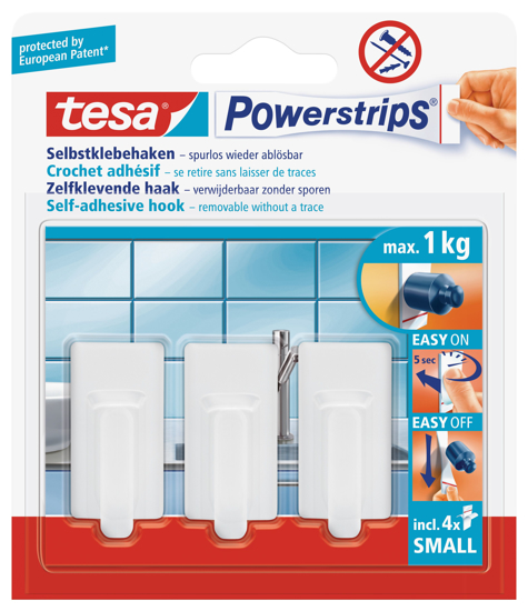 Afbeeldingen van TESA POWERSTRIPS HAKEN SMALL CLASSIC WIT 57530
