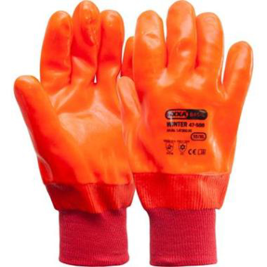 Afbeeldingen van OXXA HANDSCHOEN WINTER 47-500 PVC COATING ORANJE MAAT 10/XL