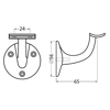 Afbeeldingen van HERMETA LEUNINGHOUDER 65MM HOLZADEL OPSCHROEVEND ALUMINIUM ZWART (3500-70E)