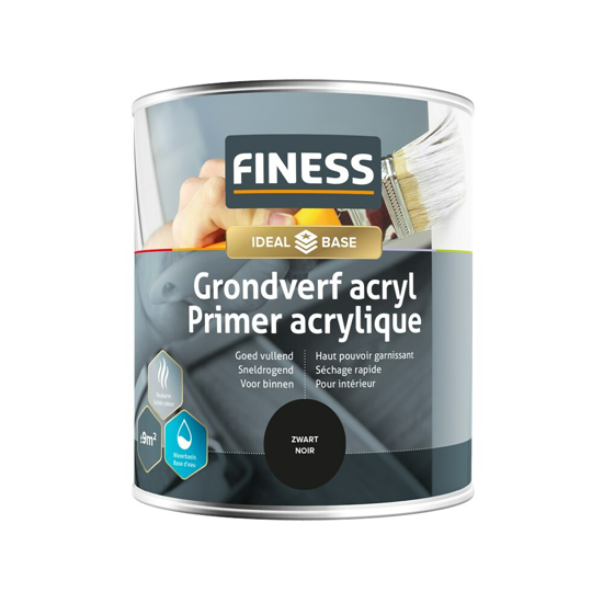 Afbeeldingen van FINESS GRONDVERF ACRYL 750 ML ZWART