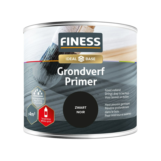 Afbeeldingen van FINESS GRONDVERF ZWART 250 ML
