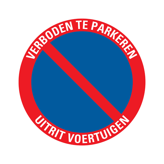 Afbeeldingen van BORD VERBODEN TE PARKEREN UITRIT VOERTUIGEN 300 MM ROND