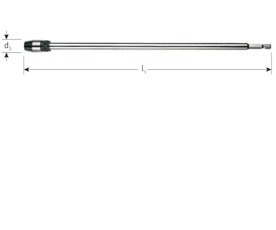 Afbeeldingen van VERLENGSTUK 1/4" E6.3-BIT-AANSLUITING, MET SNELSPAN, L=300