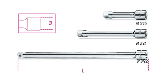 Afbeeldingen van BETA 910/21 VERLENGSTUK 3/8" 125 MM OP=OP