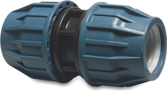 Afbeeldingen van TYLEEN PP KOPPELING ZWART/BLAUW 16BAR 63MM KNEL