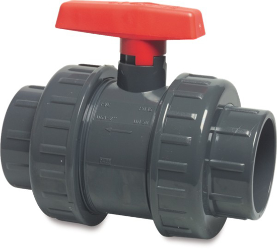 Afbeeldingen van KOGELKRAAN PVC-U TYPE AK DN25 16BAR GRIJS LIJMMOF 32MM