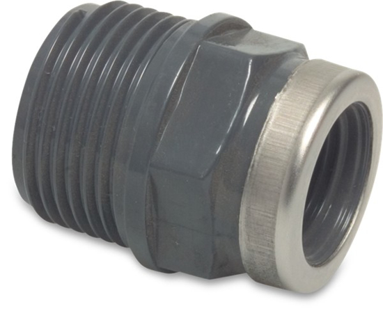Afbeeldingen van PVC-U SOKNIPPEL 10BAR GRIJS 3/4"BUI X 1/2"BI