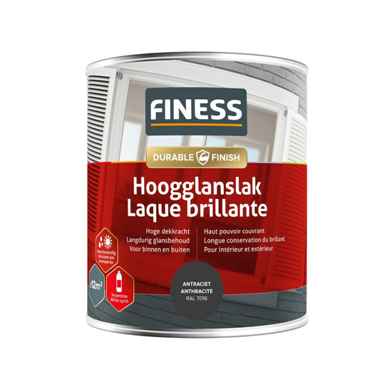 Afbeeldingen van FINESS HOOGGLANSLAK 750 ML 14203 RAL 7016