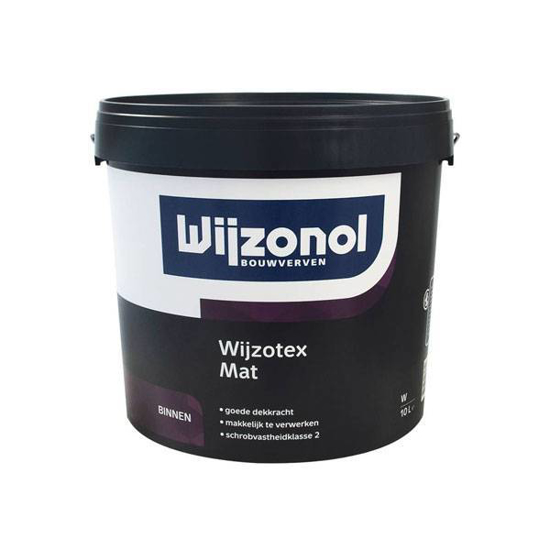 Afbeeldingen van WIJZONOL MUURVERF WIJZOTEX MAT 10 LITER RAL 9010