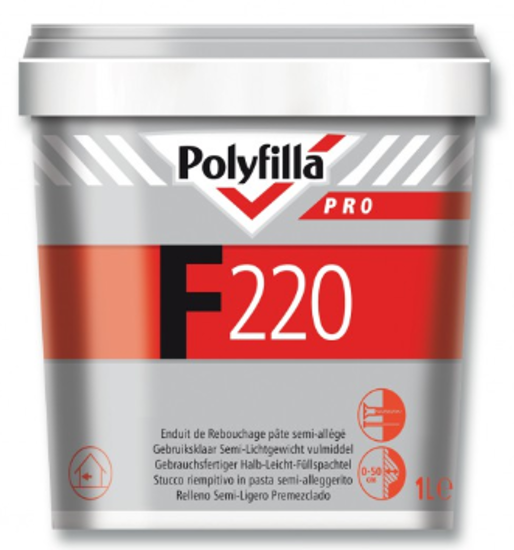 Afbeeldingen van POLYFILLA PRO F220 VULMIDDEL SEMI-LICHTGEWICHT EXTRA STERK 1L