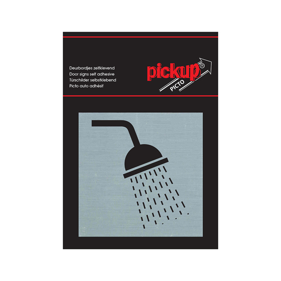 Afbeeldingen van BORD ALULOOK DOUCHE PICTO 80X80 MM ZELFKLEVEND