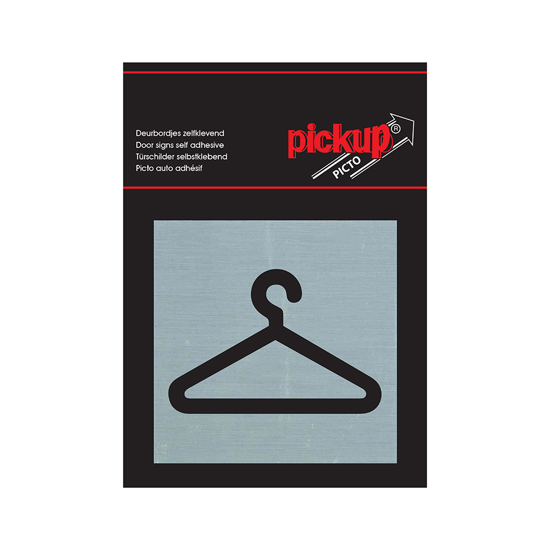Afbeeldingen van BORD ALULOOK GARDEROBE PICTO 80X80 MM ZELFKLEVEND