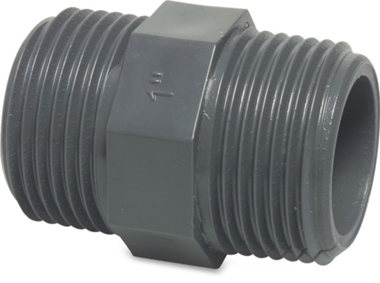 Afbeeldingen van PVC-U NIPPEL 10BAR GRIJS 3/4"BUI