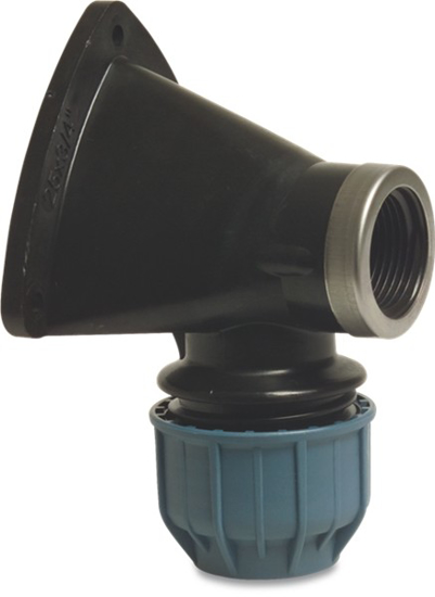 Afbeeldingen van TYLEEN PP MUURPLAAT 90GRADEN ZWART/BLAUW 16BAR 20MM KNEL X 1/2"BI