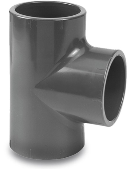 Afbeeldingen van PVC-U T-STUK 90GRADEN KIWA 16BAR GRIJS LIJMMOF 16MM