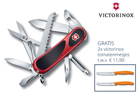 Afbeeldingen van ZAKMES, VICTORINOX, EVOGRIP18, 15FUNCT, LOCK, ROOD+SOFT TOMATENMES