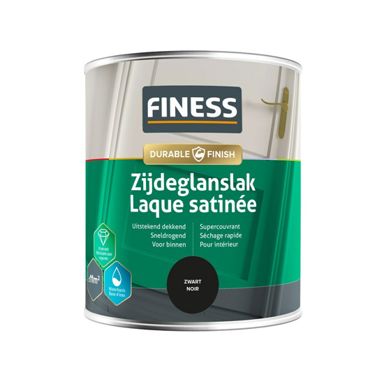 Afbeeldingen van FINESS ZIJDEGLANSLAK WB 750 ML 1428 ZWART