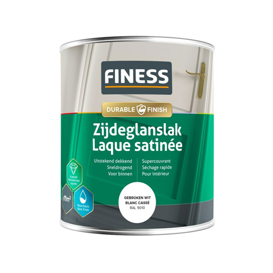 Afbeeldingen van FINESS ZIJDEGLANSLAK WB 750 ML 14205 RAL 9010