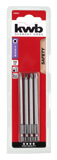 Afbeeldingen van KWB 4 BITS 100 MM ROBERTSON SET KAART ##