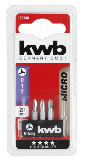Afbeeldingen van KWB 3 BITS 28 MM MICRO TRI-WING KAART