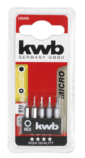 Afbeeldingen van KWB 5 BITS 28 MM MICRO HEX KAART