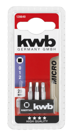 Afbeeldingen van KWB 3 BITS 28 MM MICRO ROBERTSON KAART