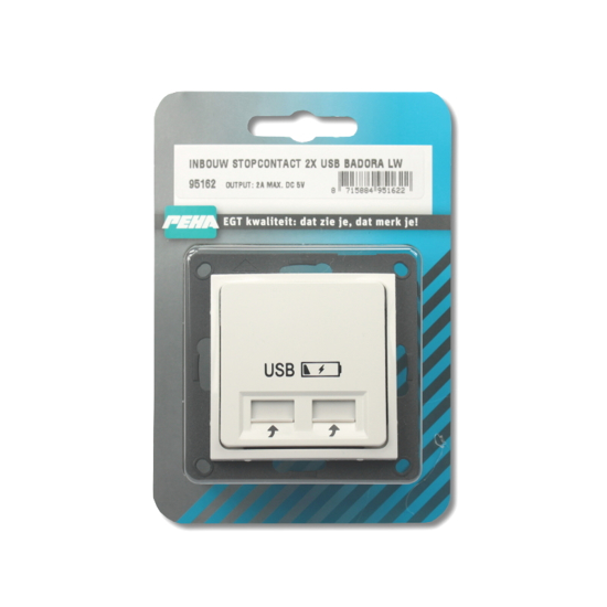 Afbeeldingen van INB.STOPCONTACT 2X USB BADORA LW