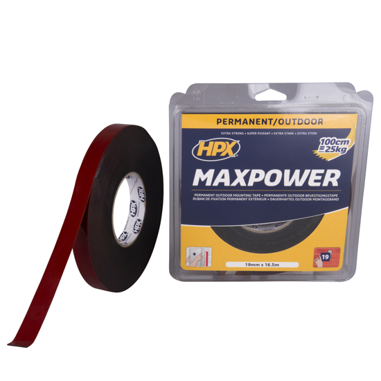 Afbeeldingen van HPX MAX POWER OUTDOOR BEVESTIGINGSTAPE - ZWART 19MM X 16,5M