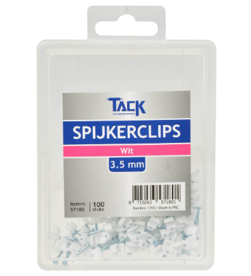 Afbeeldingen van SPIJKERCLIP WIT 3,5MM 100 ST PER DOOSJE