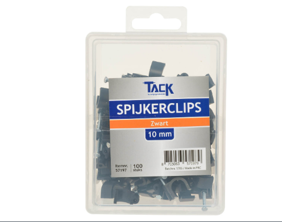 Afbeeldingen van SPIJKERCLIP ZWART 10MM 100ST PER DOOSJE