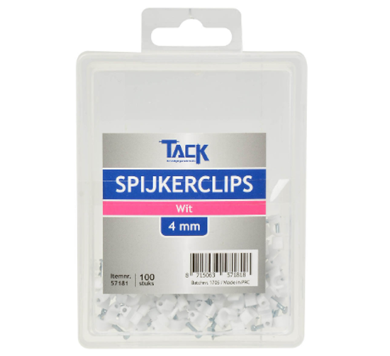 Afbeeldingen van SPIJKERCLIP WIT 4MM 100 STUKS PER DOOSJE