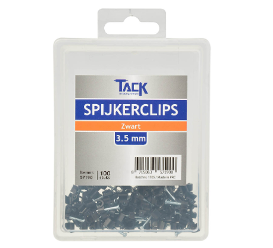 Afbeeldingen van SPIJKERCLIP ZWART 3.5MM 100ST PER DOOSJE