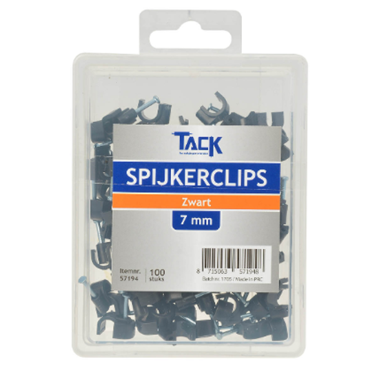 Afbeeldingen van SPIJKERCLIP ZWART 7MM 100 ST PER DOOSJE