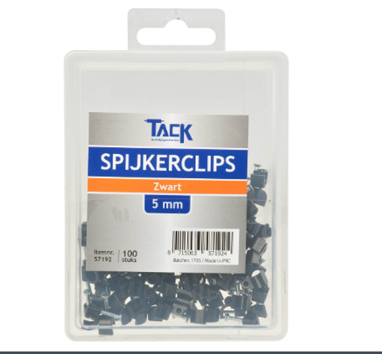 Afbeeldingen van SPIJKERCLIP ZWART 5MM 100 ST PER DOOSJE