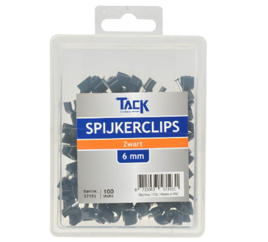 Afbeeldingen van SPIJKERCLIP ZWART 6MM 100 ST PER DOOSJE