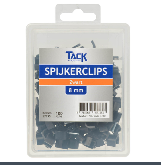 Afbeeldingen van SPIJKERCLIP ZWART 8MM 100 ST PER DOOSJE