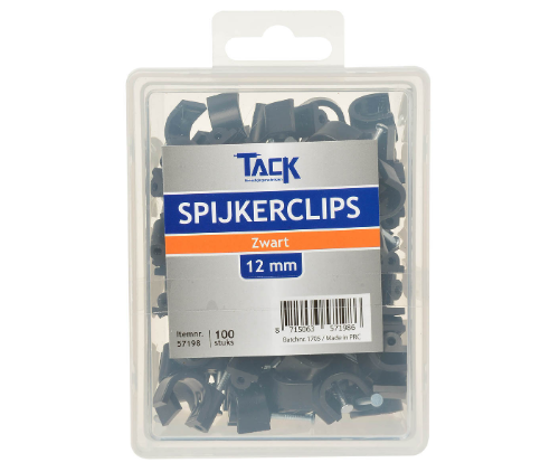 Afbeeldingen van SPIJKERCLIP ZWART 12MM 100 ST PER DOOSJE