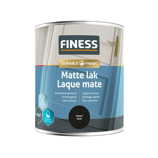 Afbeeldingen van FINESS MATTE LAK WB 750 ML 1428 ZWART