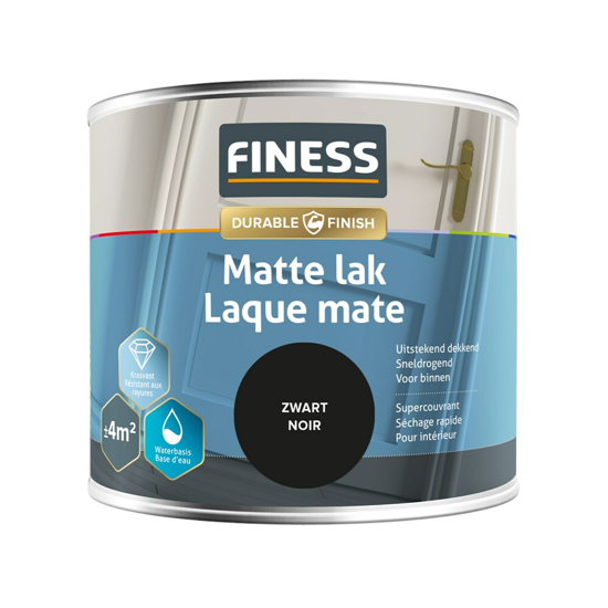 Afbeeldingen van FINESS MATTE LAK WB 250 ML 1428 ZWART