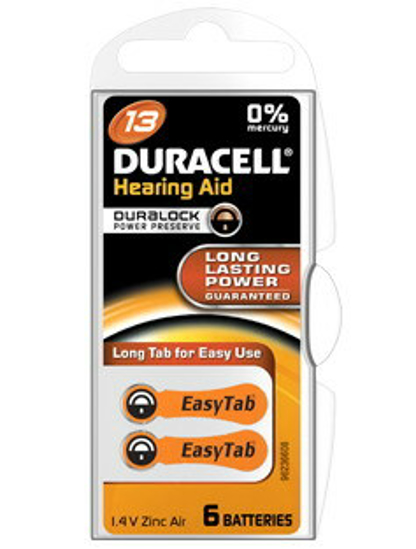 Afbeeldingen van DURACELL HEARING AID 6 X DA13 1,4V ZILVER DURACELL
