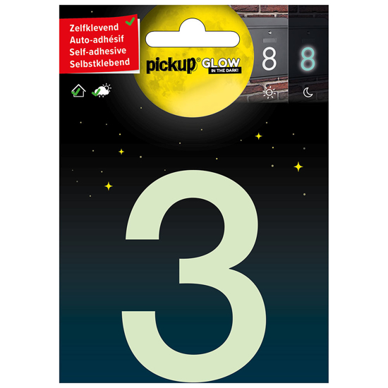 Afbeeldingen van GLOW IN THE DARK NUMMER 3 75 MM ZELFKLEVEND