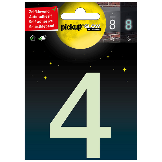 Afbeeldingen van GLOW IN THE DARK NUMMER 4 75 MM ZELFKLEVEND