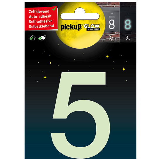 Afbeeldingen van GLOW IN THE DARK NUMMER 5 75 MM ZELFKLEVEND