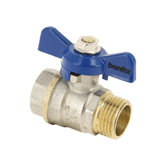 Afbeeldingen van BONFIX KOGELKRAAN PN25 BLAUWE VLINDERGREEP 1/2" BI X 1/2" BUI