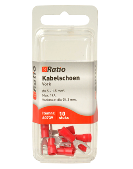Afbeeldingen van KABELSCHOEN VORK BM=4MM 0,5-1,5MM² - 10ST IN BLISTER