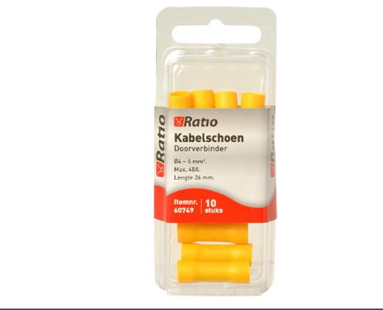 Afbeeldingen van KABELSCHOEN STOOTVERBINDER 4-6MM² - 10ST IN BLISTER
